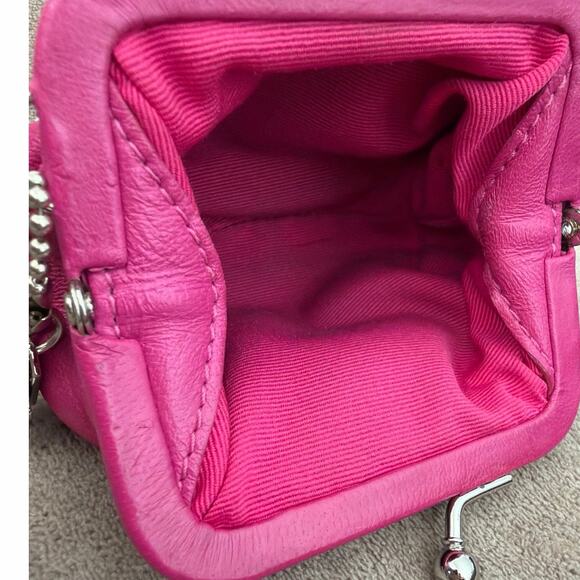 Vintage rare Coach kisslock coin purse hot pink leather from 2000s era - Picture 6 of 7